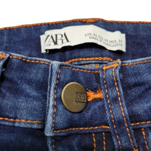 Zara Jeans Size 2 W24" x L27.5" Zara Skinny Jeans Stretch Ankle Jeans Blue Denim - Picture 7 of 7